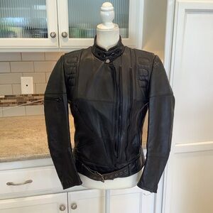Vintage Hein Gericke Harley Davidson Black Leather Motorcycle Jacket Sz 36 Small